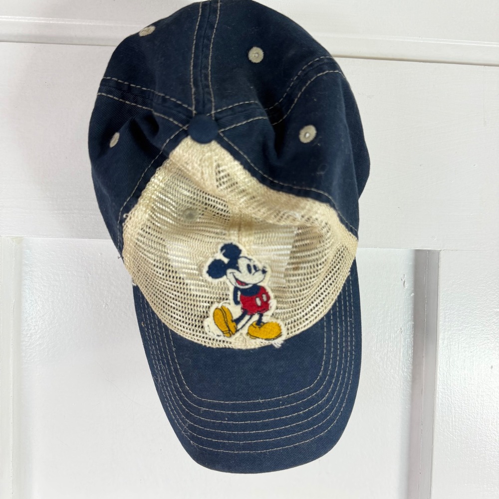 Disney Mickey Mouse RARE Trucker Hat Navy Blue Salesmen Sample Mesh Snapback Cap
